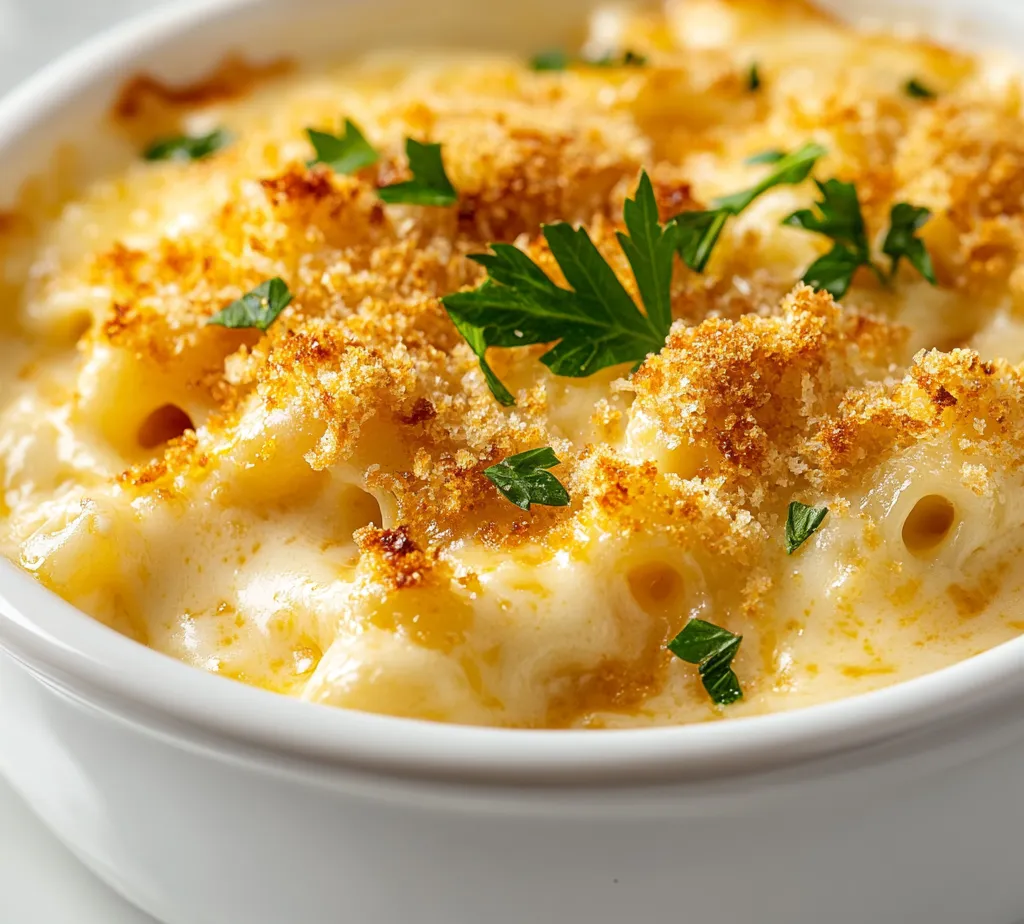 Crafting the perfect baked mac and cheese is an art that brings comfort and joy to any dining table. This Cheesy Bliss Baked Mac & Cheese recipe combines creamy textures, rich flavors, and a crispy topping to create a dish that everyone will love. The harmonious blend of sharp cheddar and Gruyère cheeses produces a deep, satisfying flavor, while the crunchy breadcrumb topping adds texture that contrasts perfectly with the creaminess of the dish. Each bite is a delightful experience, making this mac and cheese not just a side, but the star of the meal.