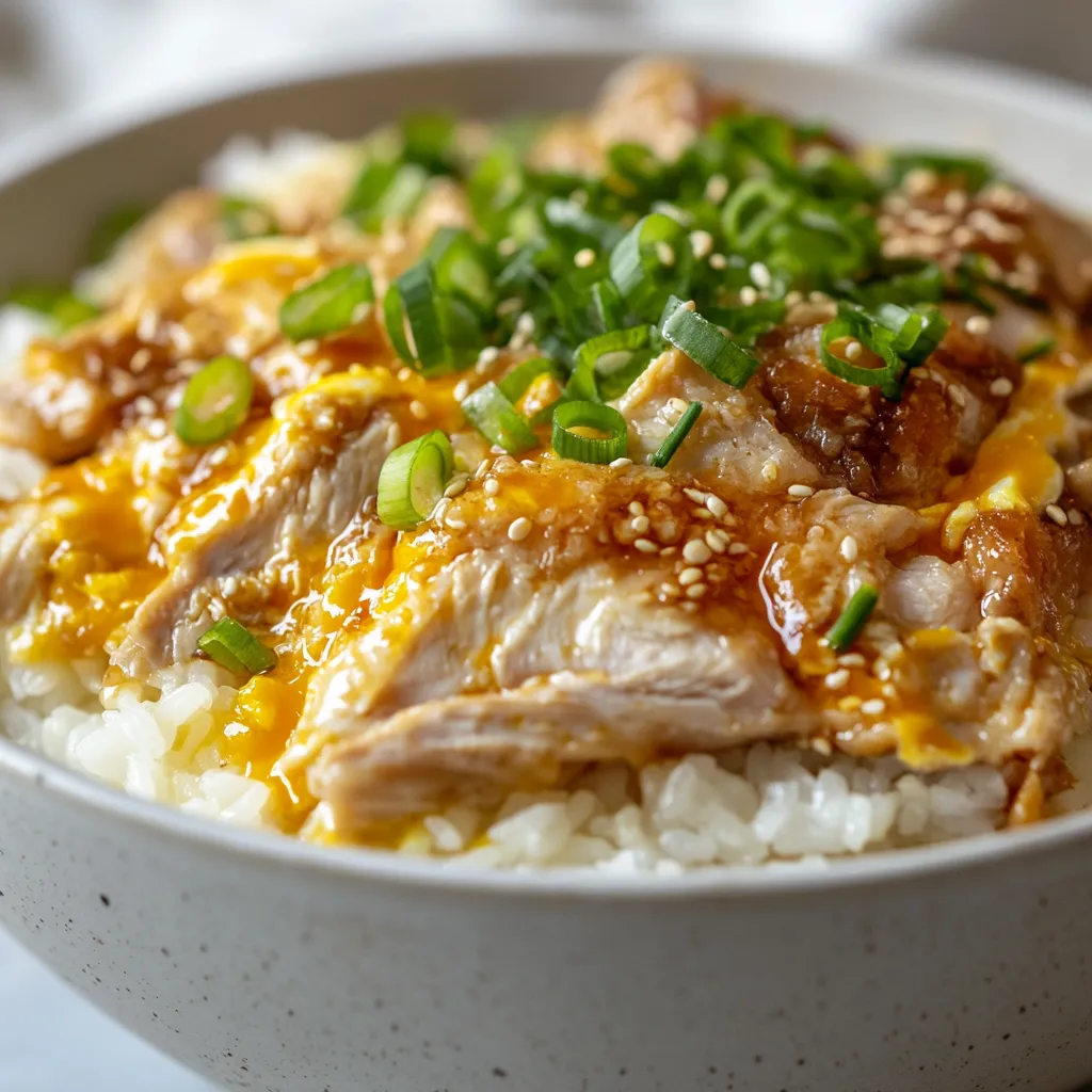 Oyakodon is a cherished Japanese dish known for its delicious combination of chicken, eggs, and rice, creating a warm and comforting meal that many people adore. This savory rice bowl offers a wonderful balance of textures and flavors, with tender chicken and creamy eggs enveloped in a rich sauce, all served over a bed of freshly cooked short-grain rice. This dish is not only beloved in Japan but has also gained a significant following internationally, celebrated both for its simplicity and its satisfying nature.