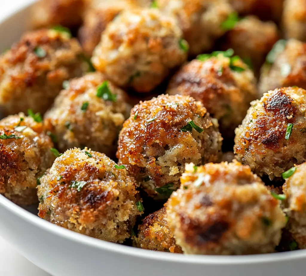 Crispy sausage stuffing balls are a delightful dish that effortlessly combines heartiness and flavor. Perfect for gatherings, holidays, or simply as a comforting snack, these golden orbs exude warmth and joy, inviting everyone to come back for more. The juxtaposition of savory breakfast sausage, aromatic herbs, and the delightful crunch of panko breadcrumbs makes each bite a celebration of textures and tastes.