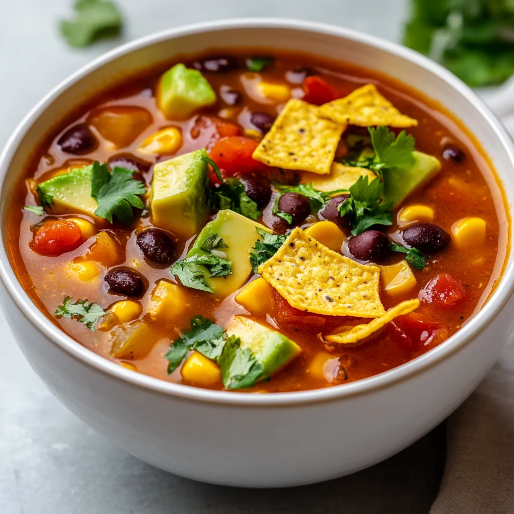 The Cozy Crockpot Vegetarian Tortilla Soup is a warm and nourishing dish that embodies comfort food at its finest. This delightful recipe combines a medley of vegetables and beans, simmered slowly to enhance their natural flavors. As the soup cooks, a savory aroma fills your kitchen, promising a satisfying meal that is both hearty and healthy. Ideal for chilly evenings or when you want to enjoy a hassle-free dinner, this tortilla soup allows for customization and is perfect for both vegetarian and non-vegetarian diets.