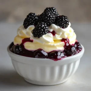 The Blackberry Lemon Pudding Parfait Delight is a visually stunning dessert that tantalizes the taste buds with its vibrant colors and harmonious flavors. This delightful treat combines the tartness of fresh blackberries with the zesty brightness of lemon pudding, all layered with whipped cream. Each spoonful offers a perfectly balanced mix of creaminess and fruitiness, making it a standout dish for any occasion.