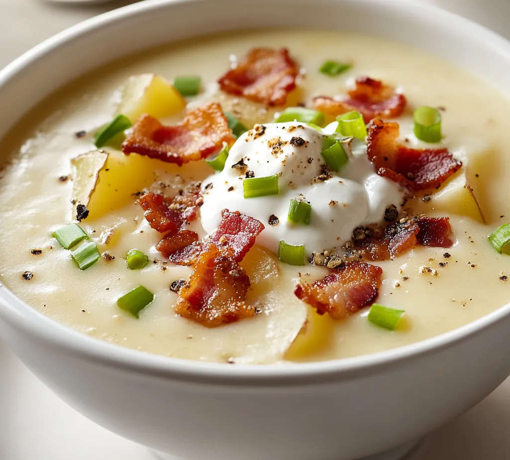 Outback-Style Loaded Potato Soup is a delightfully creamy and hearty dish that brings the warmth of comfort food right to your table. Known for its rich flavors and satisfying texture, this soup mimics the beloved, indulgent offerings found at famous steakhouses. With its combination of tender potatoes, sharp cheddar cheese, smoky bacon bits, and a creamy finish, each spoonful delivers a burst of flavor that invites you back for more.