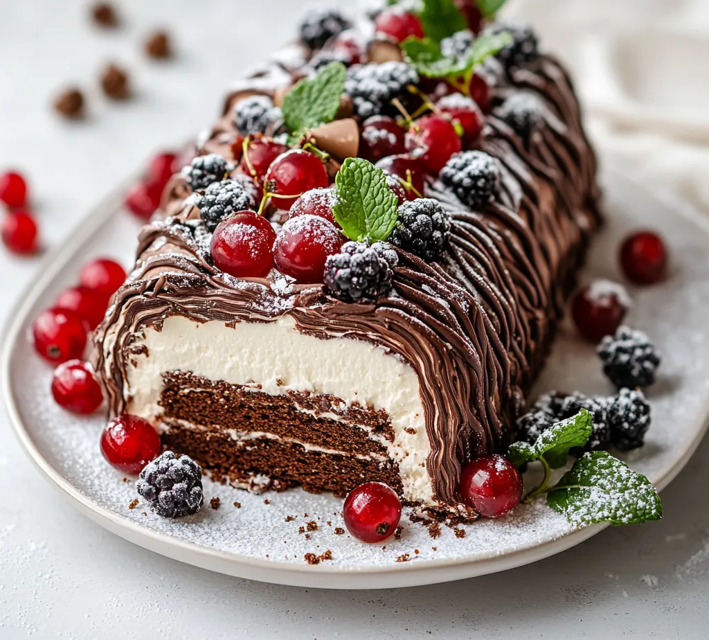 The Festive Yule Log Cake, also known as Bûche de Noël, is a dessert that captures the essence of the holiday season. This traditional cake, reminiscent of the Yule log burned during winter solstice celebrations, features a rich chocolate sponge that brings together the comforting flavors of cocoa and sweetness. As a focal point for holiday gatherings, the Yule log not only delights the palate but also offers a visual feast, beautifully adorned with its frosting and festive decorations.