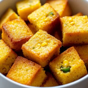 Understanding the rich traditions of cornbread as a staple in many cultures, this Spicy Jalapeño Cornbread Bites recipe adds a contemporary twist to this beloved classic. Cornbread has deep roots in Southern cuisine, often serving as a comforting side dish. However, with a few tantalizing adjustments, such as the introduction of fresh jalapeños and sharp cheddar cheese, this recipe yields delightfully bite-sized snacks that are a perfect blend of sweet and spicy. The addition of fresh corn provides a burst of sweetness, while the jalapeños bring a welcome heat, making these little morsels irresistibly flavorful.