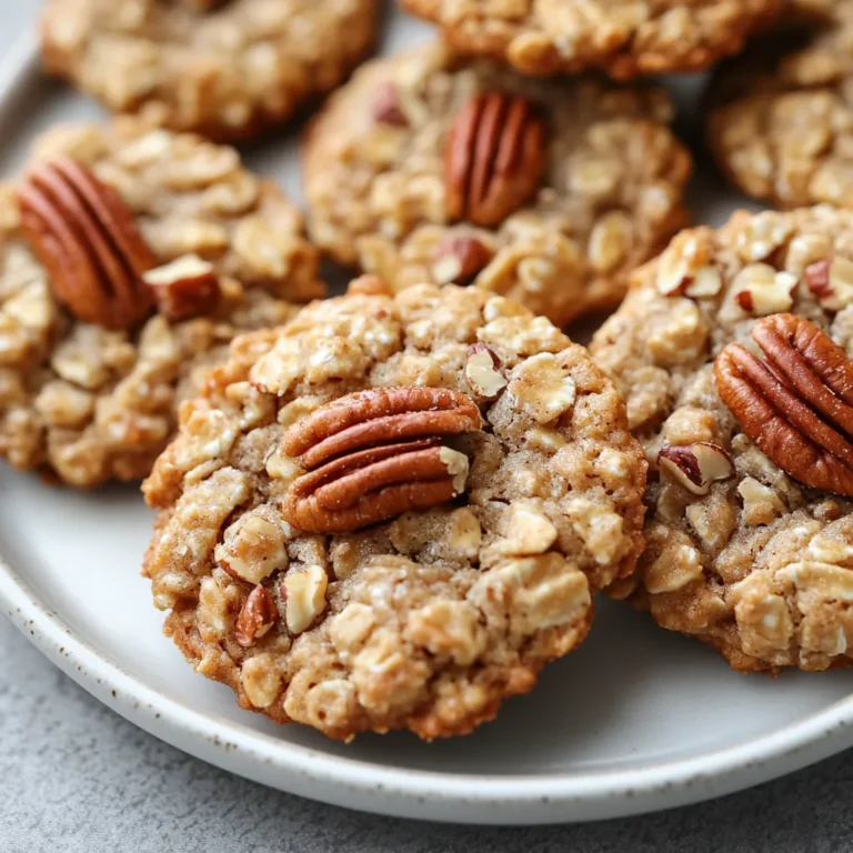 This delightful Bakery-Style Pecan Pie Oatmeal Cookies recipe combines the rich, nutty flavors of pecans with the satisfying chewiness of oats. These cookies are perfect for an afternoon snack or as a sweet treat anytime, capturing the essence of pecan pie in a portable form. The combination of flavors creates an indulgent experience, making them ideal for sharing at gatherings or enjoying during quiet moments at home.