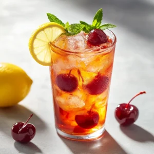The Cherry Honey Lemon Sparkler is a refreshing and vibrant beverage that encapsulates the essence of summer. With its delightful combination of sweet cherries, zesty lemon, and effervescent sparkling water, this drink is perfect for any occasion. The infusion of honey adds an extra layer of sweetness that beautifully complements the tartness of the fresh lemon juice. Whether you're hosting a garden party or simply enjoying a quiet afternoon, this spritzer will elevate your experience.