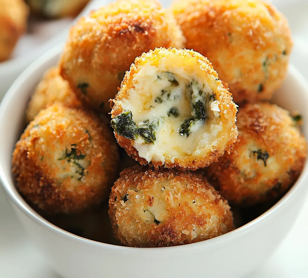 Crispy spinach and cheese croquettes are the epitome of comfort food that delights both the palate and the eyes. With their golden, crunchy exteriors enveloping a luscious filling of spinach and creamy cheeses, these croquettes are sure to impress. The combination of the vibrant green spinach with ricotta, mozzarella, and Parmesan brings a symphony of flavors that are rich yet surprisingly light. Not only are they delicious, but they also sneak in some nutritional value thanks to the fresh spinach, making them a winning dish for anyone looking to enjoy a treat while maintaining a semblance of healthy eating.