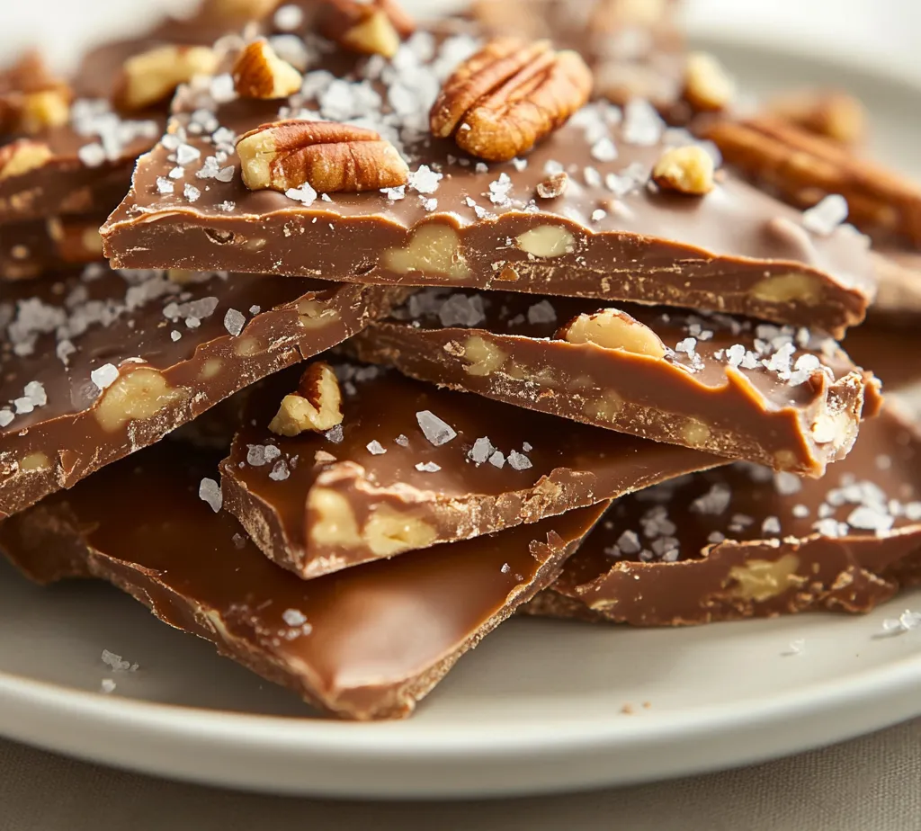 Turtle Bark Delight is a scrumptious no-bake dessert that combines the rich flavors of chocolate, caramel, and pecans. This dessert is not only easy to prepare but also offers a delightful balance that makes it an irresistible treat for any occasion. The harmony of semi-sweet and milk chocolate melds beautifully with the creamy caramel bits, while the chopped pecans add a nice crunch, creating a texture that is both satisfying and enjoyable. The final touch of sea salt brings a contrasting flavor that elevates this dessert further, ensuring each bite is as pleasing as the last.