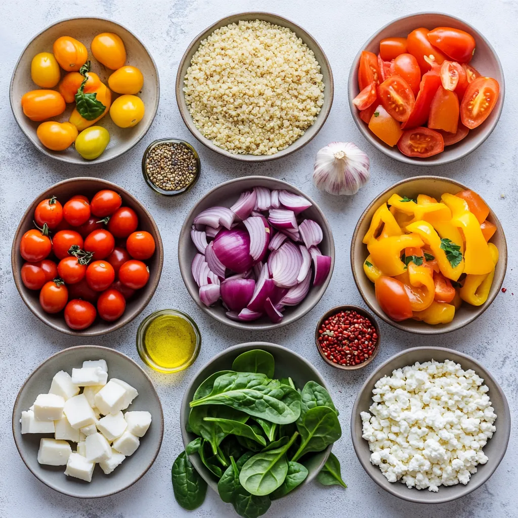 Savory Spinach and Feta Stuffed Bell Peppers are a delightful dish that brings together the vibrant flavors of fresh vegetables with the hearty texture of quinoa. These colorful, nutritious peppers are not only visually appealing but also packed with beneficial ingredients, making them a go-to option for a weeknight meal or a gathering with friends. The combination of crumbled feta and spinach creates a creamy, savory filling that perfectly complements the sweet, slight crunch of the bell peppers.