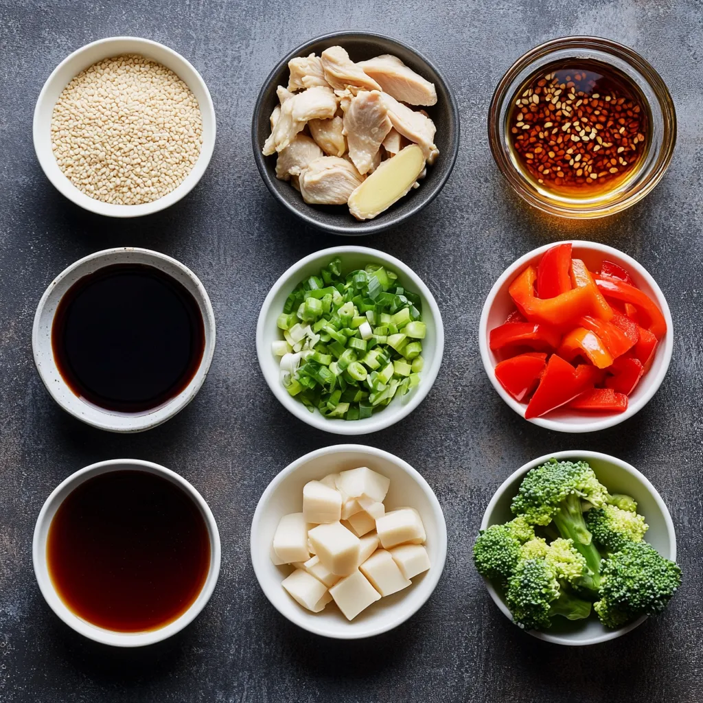 Exploring the flavors of Asian cuisine can be an exciting journey, and Garlic-Infused Chicken Delight is a dish that perfectly embodies this culinary adventure. This vibrant stir-fry showcases bite-sized pieces of tender chicken thighs, crunchy broccoli florets, and colorful bell peppers all enveloped in a rich sauce infused with garlic and ginger. It's a perfect representation of a meal that is both satisfying and packed with umami flavors.