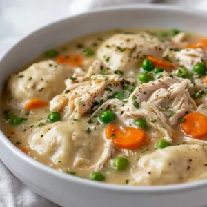 Chicken and dumplings is a quintessential comfort food that warms the heart and fills the belly, making it the ideal dish for family dinners or gatherings, especially on chilly days. The combination of tender chicken, savory vegetables, and fluffy dumplings creates a satisfying and hearty meal that brings a sense of home to the dinner table. Not only is it delicious, but it also envelops you in a cozy embrace, offering the kind of warmth that is perfect for sharing with loved ones.