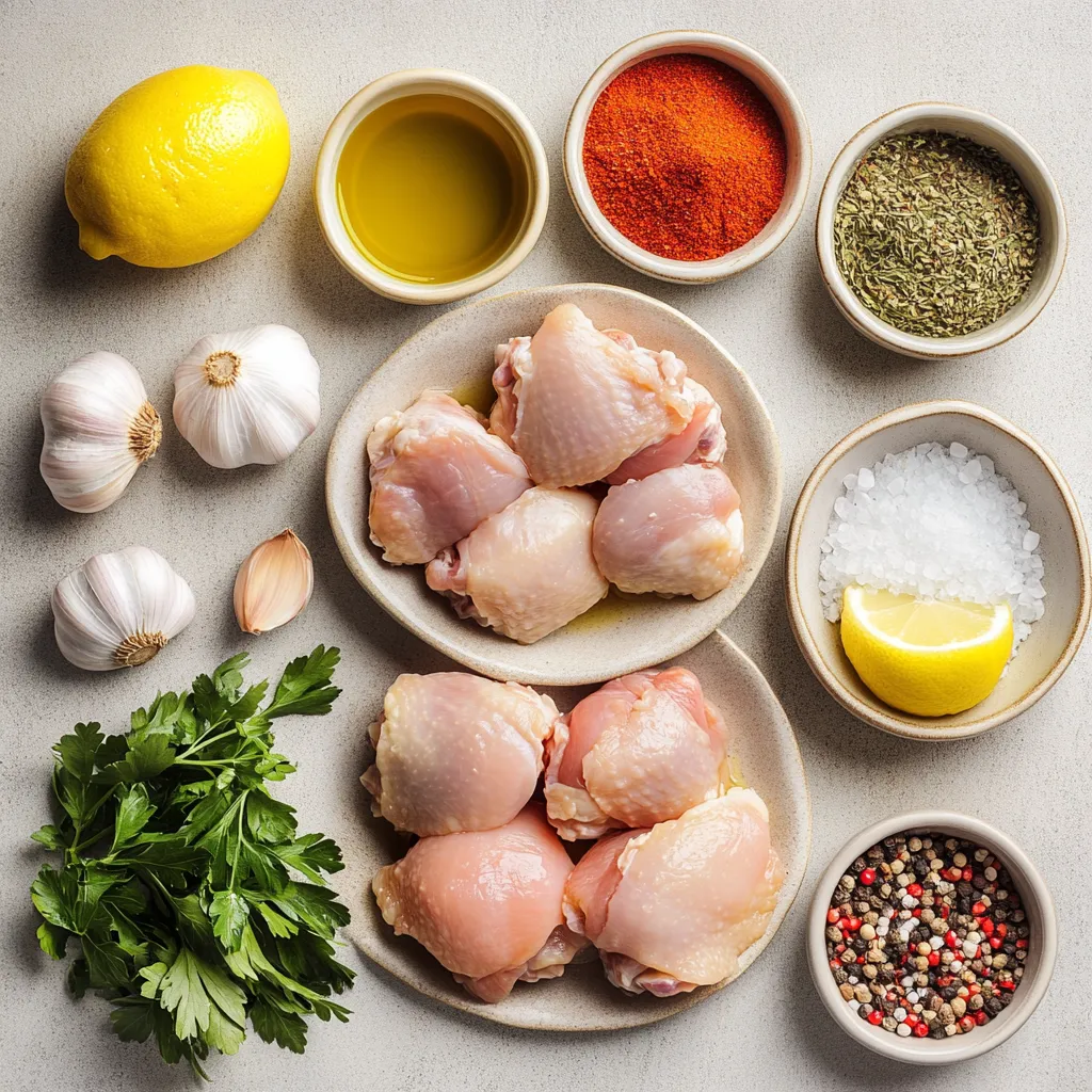 A warm and inviting dish that's perfect for family dinners and gatherings, Zesty Garlic Lemon Chicken Thighs are a savory delight that brings a burst of flavor to your table. The combination of zesty lemon and rich garlic creates an enticing aroma, while the crispy skin contrasts beautifully with the tender meat. This recipe not only satisfies your taste buds but also elevates your cooking repertoire with its straightforward yet impressive preparation.