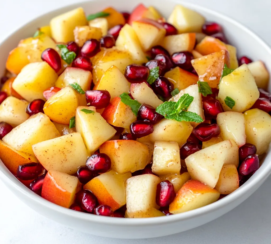 A warm embrace of flavors, the Autumn Harvest Fruit Medley captures the essence of the season, featuring a colorful mix of fruits that awaken the senses. This refreshing dish is perfect for family gatherings, holiday celebrations, or a simple weeknight treat. The medley combines the crisp sweetness of apples and pears with the tart burst of pomegranate arils, the juiciness of grapes, and the tropical flair of fresh pineapple. It’s a fruit salad that not only pleases the palate but also makes a stunning visual impact.