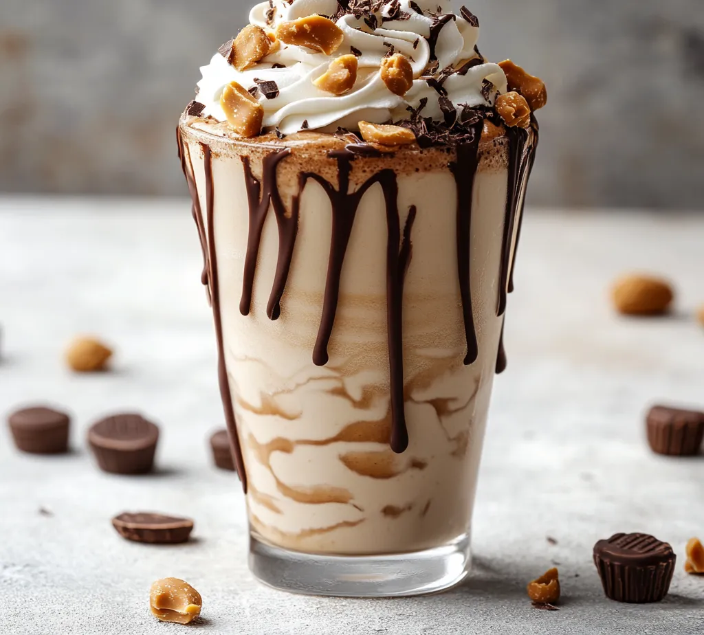 This Peanut Butter Cup Indulgence Milkshake is a heavenly treat for anyone with a sweet tooth. Combining the lusciousness of creamy vanilla ice cream with the savory depth of smooth peanut butter, this milkshake offers a truly indulgent experience that satisfies cravings for something rich and creamy. Whether you're looking for a delightful dessert to cool down on a warm day or a treat to impress guests during a gathering, this milkshake is irresistibly delicious and visually stunning.