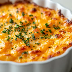 Exploring comfort food, Cheesy Hashbrown Casserole Delight stands out as a crowd favorite. Perfect for family gatherings or cozy dinners, this dish combines creamy, cheesy goodness with the tender texture of hashbrowns. The harmonious blend of flavors makes it a comforting staple on many dinner tables. Whether served as a hearty side dish or a satisfying main course, the casserole offers layers of flavor and warmth, promising to leave everyone at the table asking for seconds.