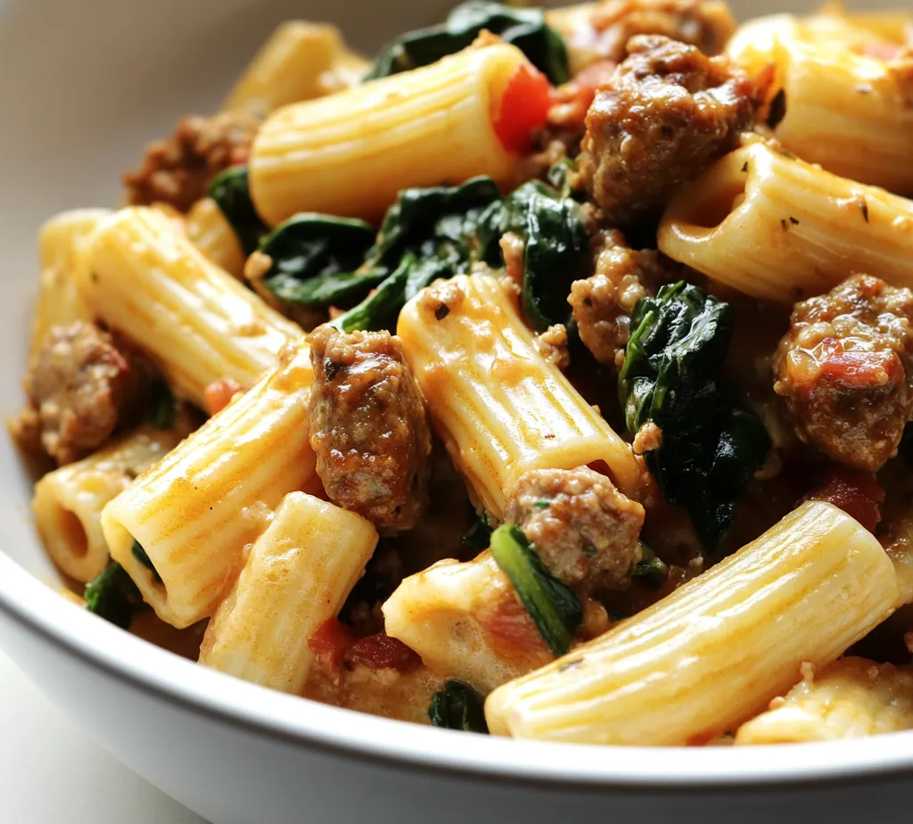 Creamy sausage rigatoni delight is a sumptuous pasta dish that has quickly become a favorite for many home cooks. This recipe combines the heartiness of Italian sausage with the rich creaminess of a sauce that clings beautifully to every piece of rigatoni. The addition of baby spinach not only enhances the flavor profile but also adds a nutritious boost, making it an ideal choice for family dinners or gatherings with friends. Whether you're cooking for special occasions or simply craving a comforting meal, this dish is sure to satisfy.