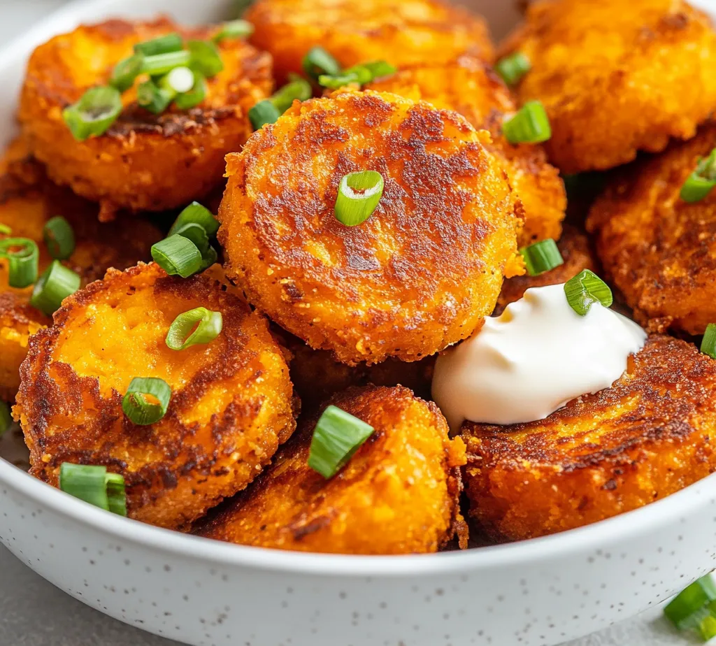 Exploring unique appetizers can enhance any meal, and crispy cheese-stuffed sweet potato pancake bites are a delightful addition to any table. These savory treats combine the earthiness of sweet potatoes with melty cheese, creating a flavor sensation that’s hard to resist. The crispy exterior contrasts beautifully with the soft, cheesy center, delivering a satisfying bite that appeals to both children and adults alike. Whether for a snack during a cozy night in or as a tasty starter at a festive gathering, this recipe promises to satisfy your taste buds with every bite.