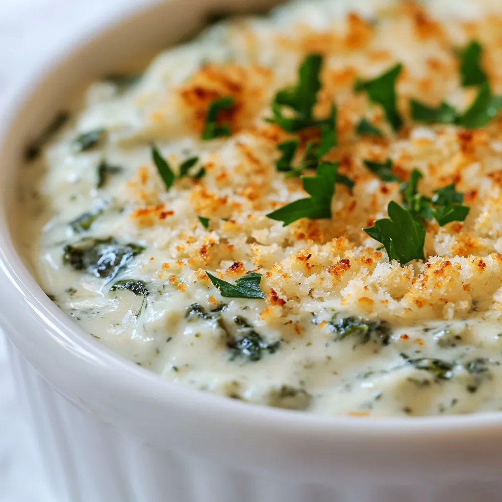 Parmesan crusted spinach dip is a delightful appetizer that brings richness and flavor to any gathering. Whether hosting a small get-together or a larger event, this cheesy, creamy dip is sure to please guests of all ages. With its smooth and velvety texture from the combination of cream cheese, sour cream, and fresh spinach, every bite offers a comforting experience enhanced by the crispy Parmesan breadcrumb topping.