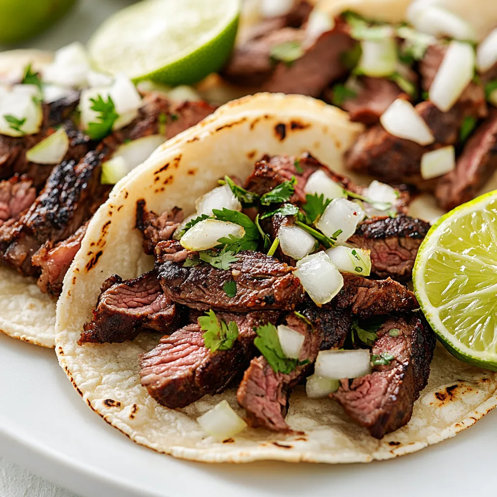 Sizzling Mexican Street Tacos are a culinary delight that brings the vibrant flavors of street food right to your home. Originating from the street vendors of Mexico, these tacos are celebrated for their savory fillings, fresh ingredients, and the simplicity of their preparation. With juicy marinated meat wrapped in soft corn tortillas, every bite transports you to bustling marketplaces filled with the rich aroma of spices and grilled meats. Ideal for casual gatherings or family dinners, these tacos are not only satisfying but also incredibly versatile, allowing for endless customization.