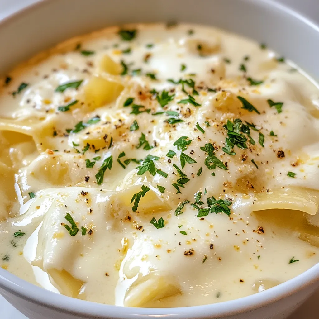 Creamy Alfredo Lasagna Soup is the perfect comforting dish that combines the rich, velvety flavors of Alfredo sauce with the hearty, satisfying elements of classic lasagna. This delightful soup offers a unique twist on traditional lasagna, blending all its beloved components into a single pot of creamy goodness. The marriage of ground Italian sausage, fresh aromatics, and tender lasagna noodles in a luscious broth makes each bite a harmony of flavors.