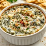 The savory spinach and artichoke dip is a warm, creamy delight that has earned its place as a beloved appetizer at gatherings, game days, and casual family dinners. This indulgent dish is packed with flavors and textures that tantalize the palate. With its luscious combination of spinach, artichoke hearts, and a blend of cheeses, it is sure to please any crowd. Whether enjoyed at a festive gathering or a cozy night in, this dip brings an element of comfort and joy.