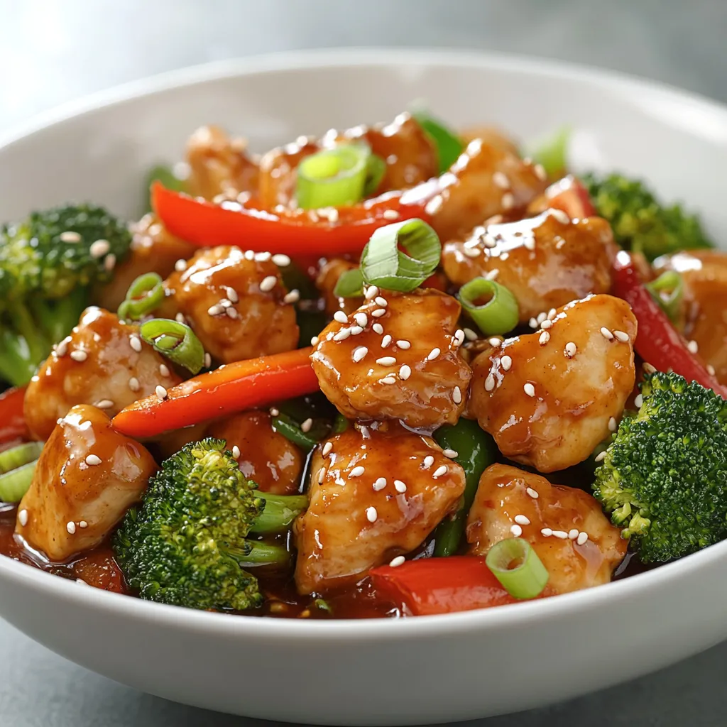 Exploring the flavors of Asian cuisine can be an exciting journey, and Garlic-Infused Chicken Delight is a dish that perfectly embodies this culinary adventure. This vibrant stir-fry showcases bite-sized pieces of tender chicken thighs, crunchy broccoli florets, and colorful bell peppers all enveloped in a rich sauce infused with garlic and ginger. It's a perfect representation of a meal that is both satisfying and packed with umami flavors.