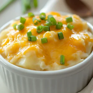 Cheesy Potato Delight is a mouthwatering dish that beautifully combines the comforting flavors of creamy potatoes and sharp cheddar cheese. It’s the kind of dish that brings people together, serving as a wonderful accompaniment at family gatherings or cozy dinners. The creamy and cheesy texture is not only satisfying but also incredibly inviting, ensuring it will become a favorite at your dining table. This dish is easy to prepare and can be baked to perfection, resulting in a golden, bubbly cheesy crust that everyone will love.