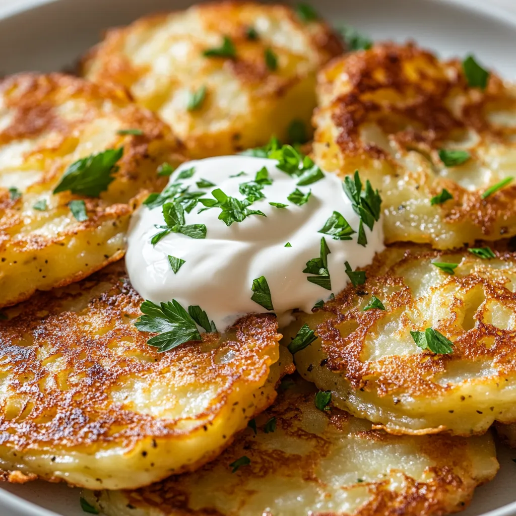 Crispy German potato pancakes, known as Kartoffelpuffer, are a delightful dish that brings comfort and flavor to any meal. These golden, crispy delights are perfect for a cozy family dinner or as a tasty appetizer at gatherings. Characterized by their crunchiness and rich taste, these pancakes are often served warm and can be enjoyed with various toppings. While the traditional recipe is already a household favorite in many cultures, this version adds a few enhancements, making it stand out with its flavorful twist.