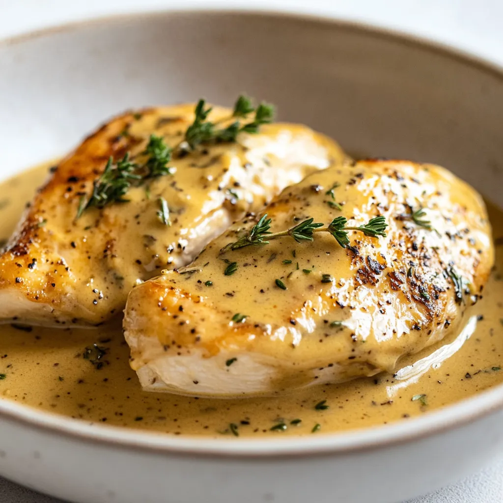 The French Mustard Chicken Delight is an exquisite dish that captures the elegance of French cuisine while being simple enough to whip up on a weeknight. It's a fantastic way to impress guests or treat your family to a homemade gourmet meal without the fuss. This recipe offers a perfect balance of flavors by combining the zesty brightness of Dijon mustard with the richness of heavy cream, all enveloping tender chicken breasts. The result is a dish that boasts an irresistible creamy mustard sauce, enhancing the natural flavors of the chicken.