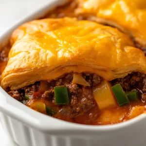 Savory Sloppy Joe Casserole is a delightful comfort food that showcases the classic flavors of traditional Sloppy Joes in a warm, hearty dish. This casserole combines the richness of ground meat with the tangy, sweet notes of Sloppy Joe sauce and fresh vegetables, all topped with gooey melted cheese. It's the perfect way to relive childhood favorite flavors but with a new twist that's sure to please both kids and adults alike.