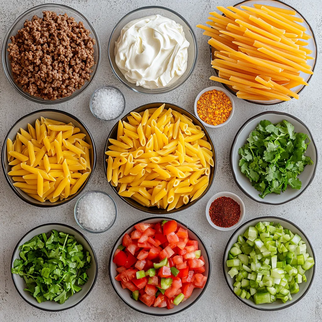 This Cheesy Taco Pasta Delight is a fantastic blend of flavor and comfort, perfect for a busy weekday dinner or a cozy weekend meal. The combination of rich, creamy textures and the bold taste of classic Tex-Mex ingredients makes this dish a family favorite that can be prepared quickly. It’s hearty enough to satisfy even the most voracious appetites while remaining simple enough to make on short notice. Whether you're seeking to impress guests or simply enjoying a night in with the family, this delightful pasta dish delivers satisfaction in every bite.