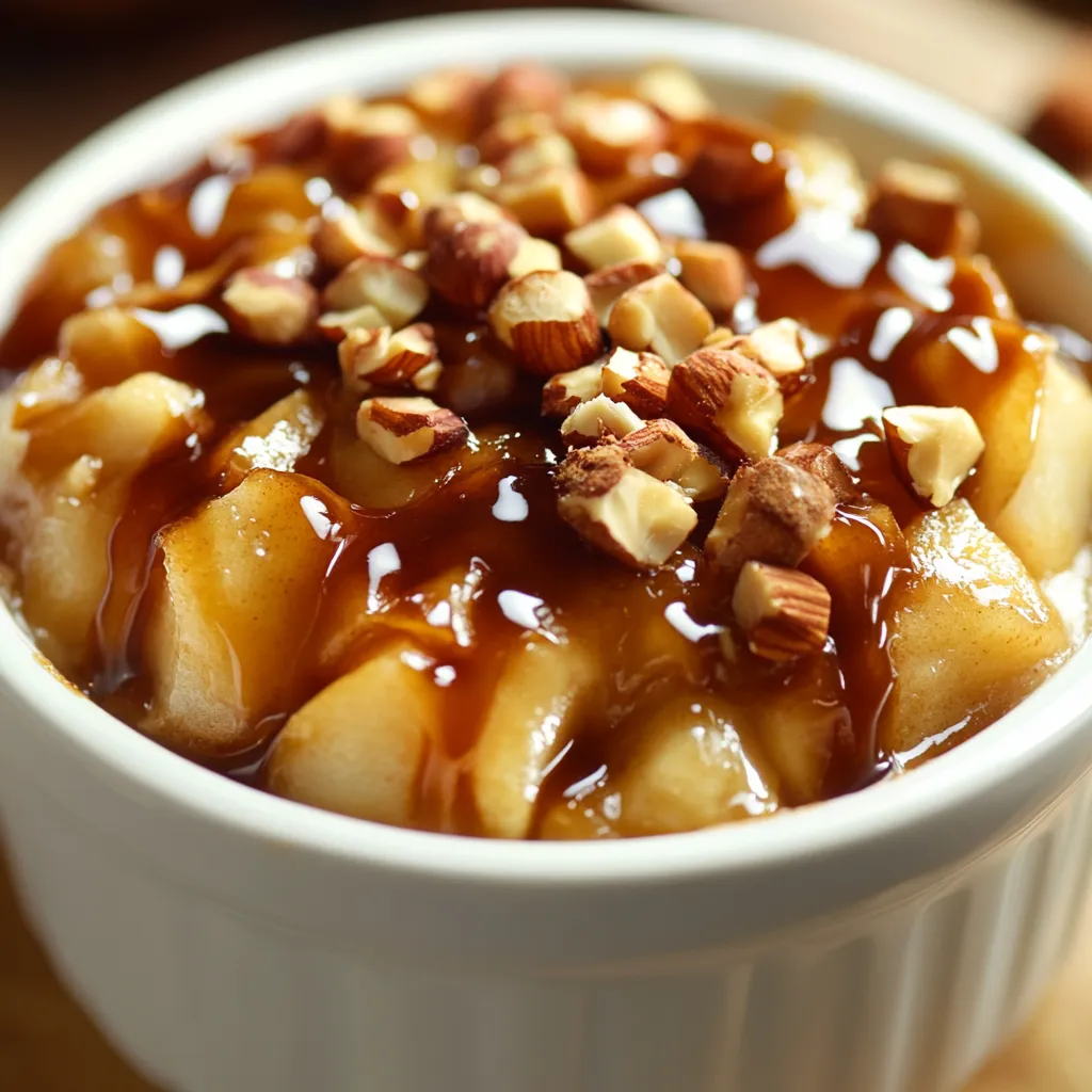 The Caramel Apple Honey Hazelnut Bake is a delicious and comforting dessert that embodies the essence of fall with every bite. This dish features tender apples which soak up rich flavors, complemented by the nutty crunch of hazelnuts, and elevated with a sweet hint of honey and caramel. Designed to be enjoyed warm, it creates a cozy atmosphere perfect for gatherings or intimate dinners. With its delightful blend of textures and flavors, this bake offers a satisfying end to any meal.