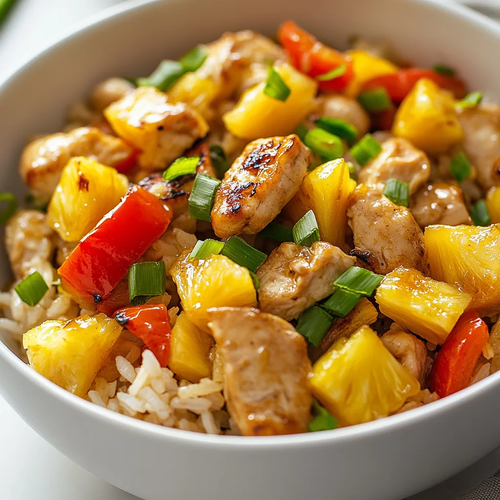 Tropical Chicken and Pineapple Rice Delight is a vibrant dish that transports the palate straight to a sunny paradise with every bite. This meal is a beautiful fusion of flavors, combining the savory goodness of chicken with ripe, sweet pineapple. The added crunch of fresh vegetables and the aromatic notes from garlic and ginger make this dish truly special. It is perfect for both a casual weeknight dinner and special occasions when you want to impress your family and friends with something a little different.