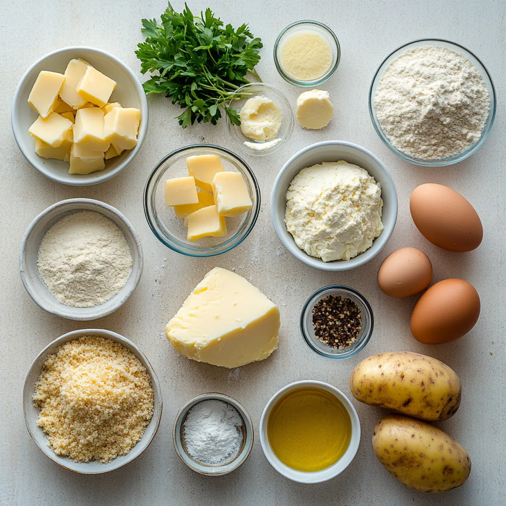 Crispy potato cheese croquettes are a delicious addition to any menu, combining the creamy texture of mashed potatoes with the rich flavors of sharp cheddar, Parmesan, and cream cheese. These golden-brown bites are not only crispy on the outside but also bursting with cheesy goodness on the inside, making them an irresistible snack or appetizer. Their delightful crunch pairs beautifully with various dipping sauces, elevating the overall dining experience.