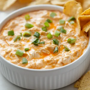 Buffalo chicken dip is a fan-favorite party snack, especially perfect for game day gatherings. This creamy, spicy, and cheesy dip brings together the flavors of buffalo chicken wings and bold ranch dressing, creating a mouthwatering experience for your taste buds. As perfect for tailgating as it is for cozy nights in, this dip is sure to steal the show at any event. The harmony of flavors combined with its inviting aroma makes it an irresistible companion to any gathering, ensuring that it will be a hit among friends and family.