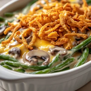 Southern-Style Green Bean Casserole is a comforting dish that has become a staple at many Thanksgiving gatherings. Known for its creamy texture and savory flavors, this casserole elevates green beans with a combination of cream, cheese, and crispy fried onions. With its delightful mix of toppings and rich inner layers, this dish is guaranteed to please family and friends alike. Whether you're hosting a holiday feast or simply looking to add something special to your weeknight dinner table, this casserole is versatile enough for any occasion.