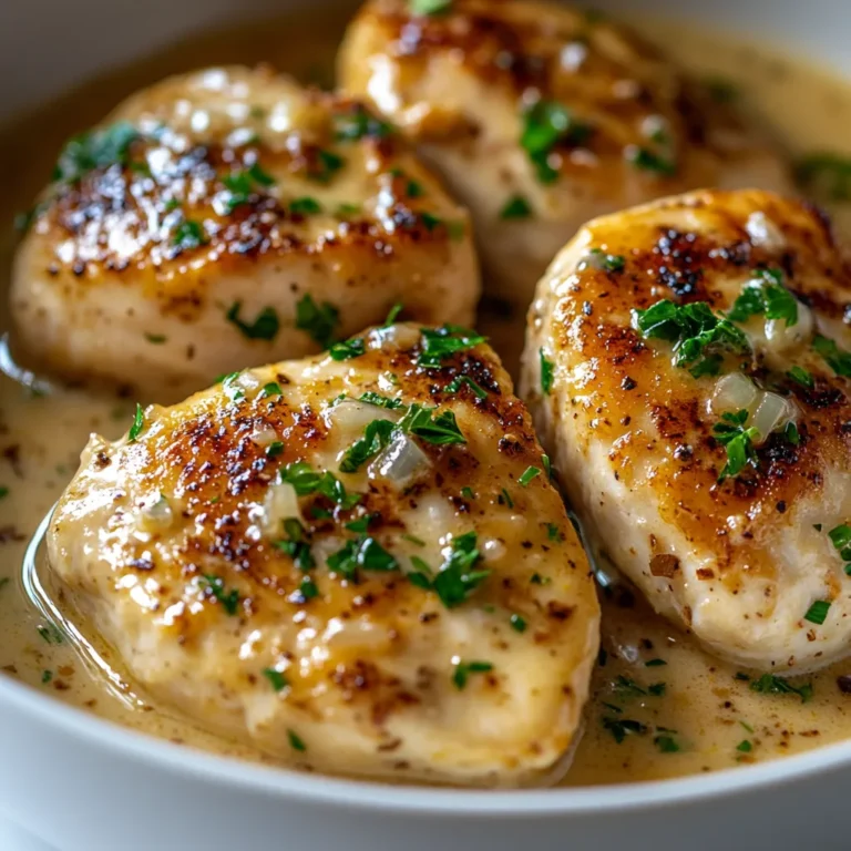 The Creamy Garlic Chicken Skillet Delight is an irresistible dish that beautifully unites tender chicken breasts in a rich, flavorful garlic cream sauce. Each bite is a delectable experience, as the savory garlic complements the creamy texture, making it an instant favorite among family and friends. Perfect for any dinner occasion, from casual weeknights to more formal gatherings, this dish is sure to impress. With its quick prep time and streamlined cooking process, it is a go-to recipe for those looking to treat their taste buds with minimal effort.