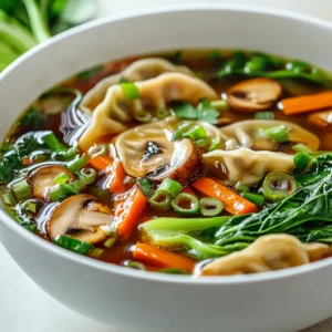 Explore the comforting flavors of Cozy Thai Potsticker Soup, a delightful dish perfect for a cozy dinner. Infused with aromatic ingredients such as garlic, ginger, and a punch of lime, this soup creates a warm and inviting atmosphere that's ideal for gatherings or a quiet night in. The balance of savory and tangy flavors is complemented by the addition of potstickers, which add both texture and heartiness to the meal. Whether you prefer the classic chicken potstickers or a satisfying vegetable variety, this soup is versatile enough to cater to different dietary preferences.