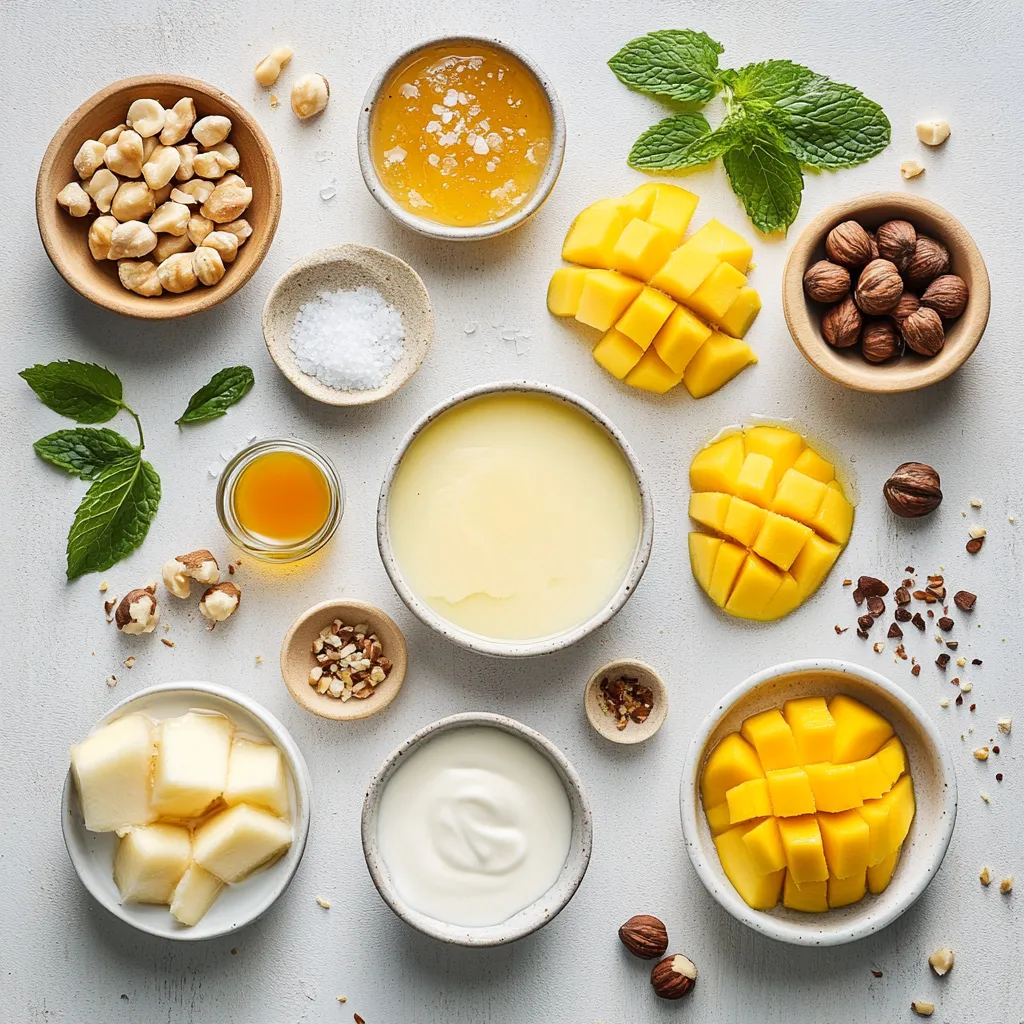 The Velvety Mango Honey Hazelnut Frozen Delight is a refreshing and indulgent dessert that perfectly captures the essence of summer. Combining sweet, ripe mangoes with the creamy richness of heavy cream and a touch of honey, this dessert is an exquisite blend of flavors and textures. The inclusion of roasted hazelnuts adds a satisfying crunch, making each bite a delightful experience. It's not just any dessert; it's a celebration of tropical fruit paired with the luxurious texture that frozen delights offer.