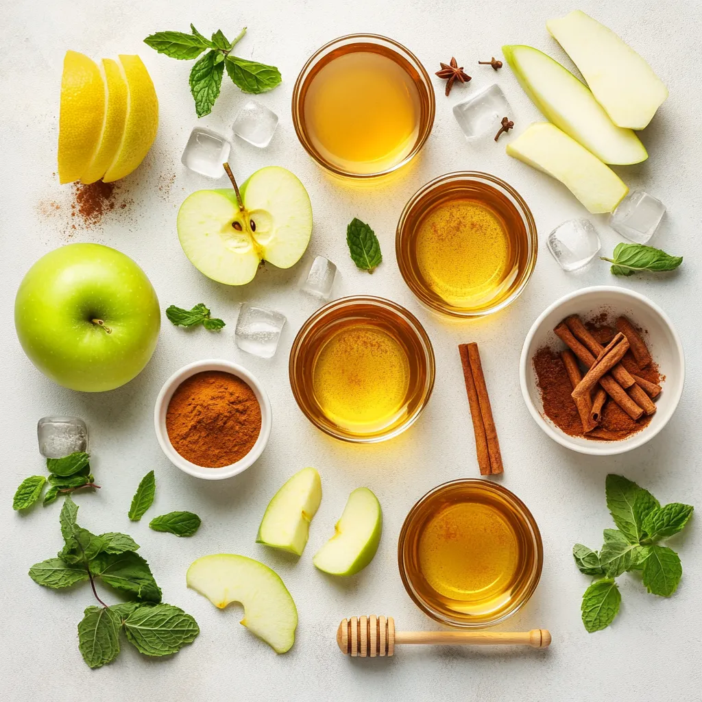 The Orchard Harmony Herbal Elixir offers a refreshing blend that highlights the harmonious fusion of apple, herbal tea, and honey, complemented by a hint of spice from cinnamon. This delightful beverage is an excellent choice for warm afternoons, providing a light and invigorating respite from the heat. Whether served at a casual picnic or as an elegant touch at a dinner party, this drink captures the essence of nature's bounty, appealing to both the palate and the senses.