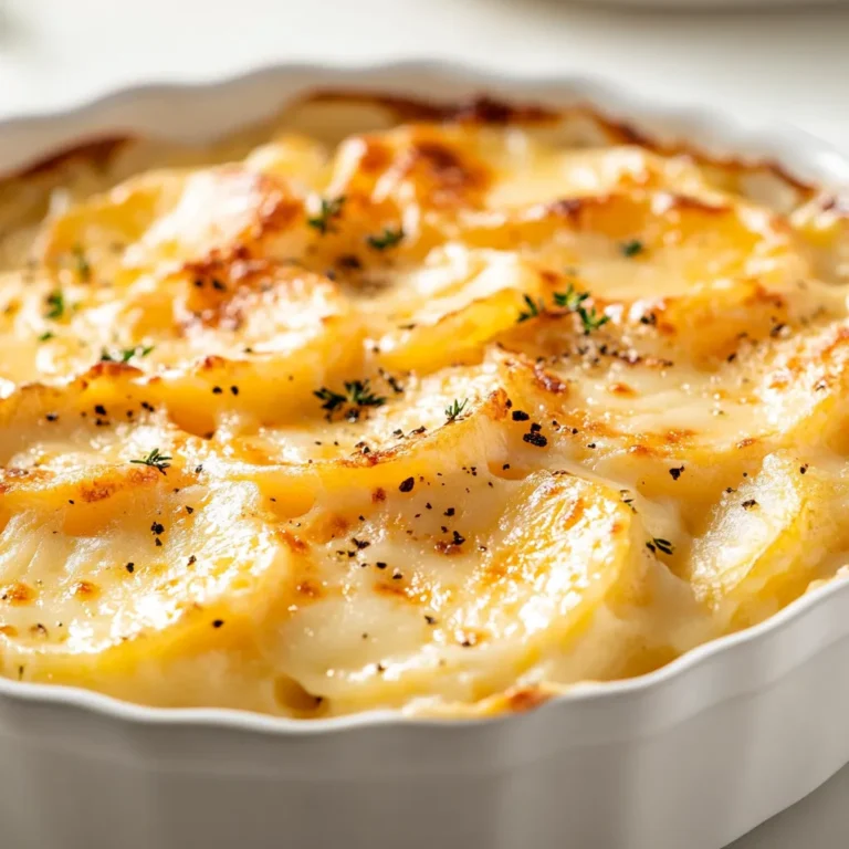 Cheesy Scalloped Potatoes are a timeless comfort food that can instantly upgrade any meal. This dish features perfectly sliced russet potatoes enveloped in a rich, creamy sauce, layered with an abundance of sharp cheddar cheese that melts beautifully, creating a delectable, gooey texture. The beauty of this recipe lies not only in its taste but also in its simplicity—making it a go-to choice for both novice cooks and seasoned chefs alike.
