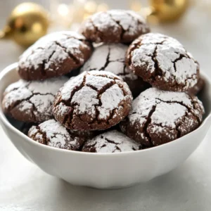 Delightful and visually appealing, Festive Crinkle Cookies are a holiday favorite that brings joy to any dessert table. As the name suggests, these cookies feature a beautiful crinkled surface dusted with powdered sugar, giving them a festive appearance. Ideal for family gatherings or seasonal celebrations, these cookies are simple to prepare while delivering rich flavor in every bite. Their soft, chewy texture combined with the deep chocolatey flavor makes them irresistible to both kids and adults alike.