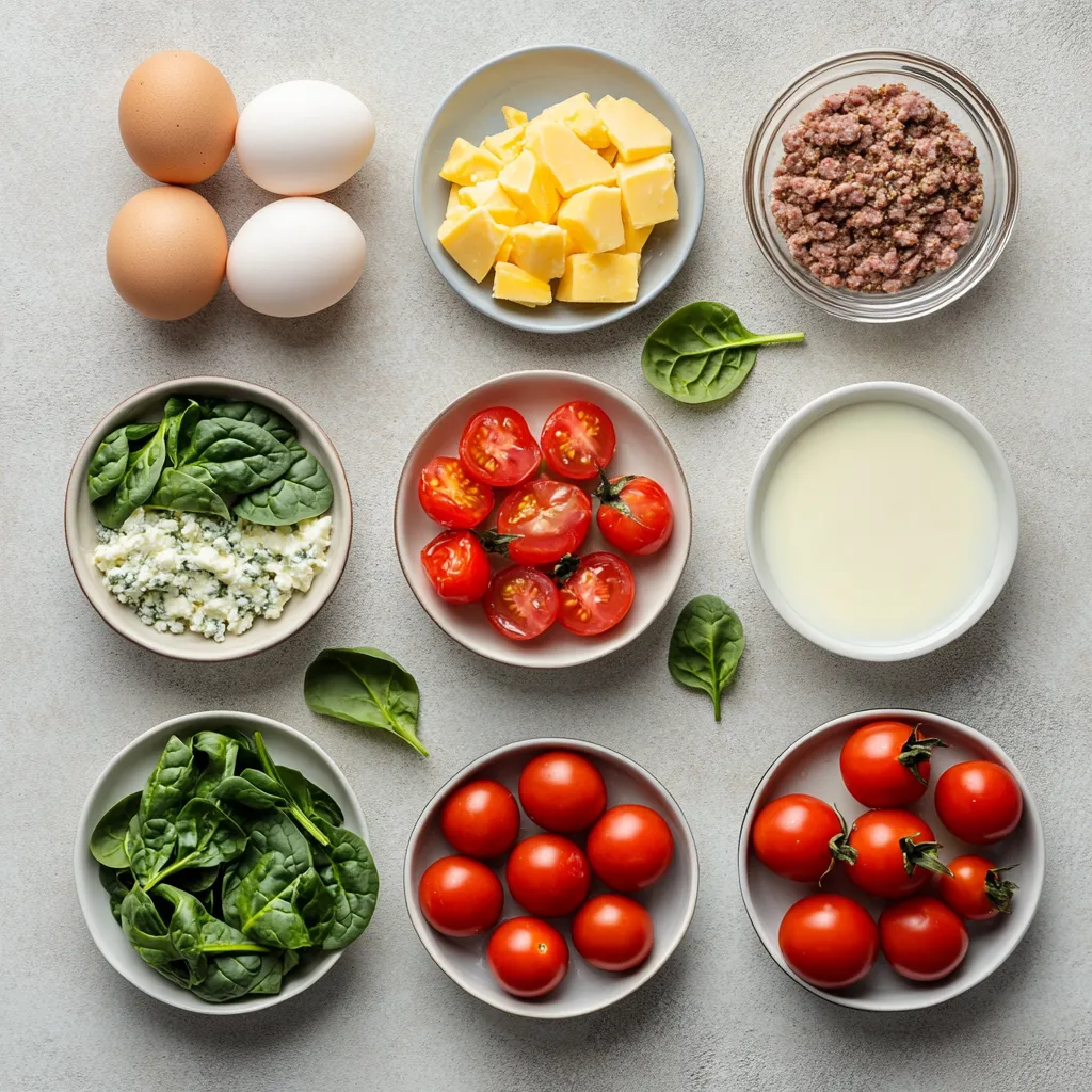 The Cheesy Sausage, Spinach, and Tomato Egg Casserole is a delightful dish that seamlessly blends savory ingredients into a comforting, baked meal. This dish brings together the heartiness of Italian sausage, the freshness of spinach, and the sweetness of cherry tomatoes, all enveloped in a rich egg mixture. The kaleidoscope of flavors makes it a versatile recipe that can be served during family brunches, festive gatherings, or simply as a fulfilling breakfast to kickstart your day.