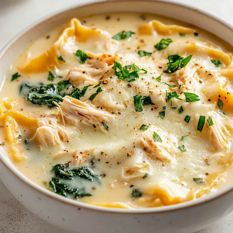 This Decadent White Chicken Lasagna Soup brings a delightful twist to traditional Italian flavors. Imagine the comfort of a creamy lasagna presented in the heartwarming, wholesome form of a soup. With tender pieces of chicken, fresh greens, and rich dairy, this dish combines the essence of lasagna with the soothing familiarity of soup. It’s perfect for those chilly evenings when you crave something that warms both your body and your spirit or for special occasions where you want to impress your guests with a unique, comforting dish.