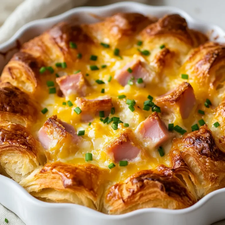 The delightful flavors of ham and cheese come together in a unique and comforting way with the Ham & Cheese Croissant Casserole. This recipe revolutionizes traditional breakfast elements by transforming buttery croissants into an indulgent casserole that is both satisfying and easy to prepare. This dish brings a savory-sweet taste to your table, perfect for family gatherings or simply a weekend brunch with friends.