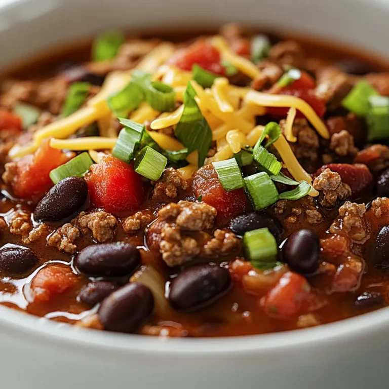 Embrace the cheerful vibes of fall with a steaming bowl of Hearty Beef Chili. This classic American dish not only provides warmth on chilly nights but also offers a depth of flavors that delight the palate. The combination of savory ground beef, vibrant vegetables, and hearty beans creates a comforting meal that's perfect for family gatherings or quiet evenings at home. The rich, spicy-sweet aroma wafting through your kitchen as this chili simmers will entice everyone to gather around the table.
