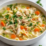 Creamy Chicken Noodle Delight is a quintessential American soup that warms the heart and satisfies the soul. Infused with tender shredded chicken, hearty vegetables, and creamy broth, this comforting dish is perfect for chilly evenings or when you're simply craving something delicious. With its rich flavors and creamy texture, this soup has become a timeless favorite that can easily be the highlight of any meal, catering to diverse palates and preferences.