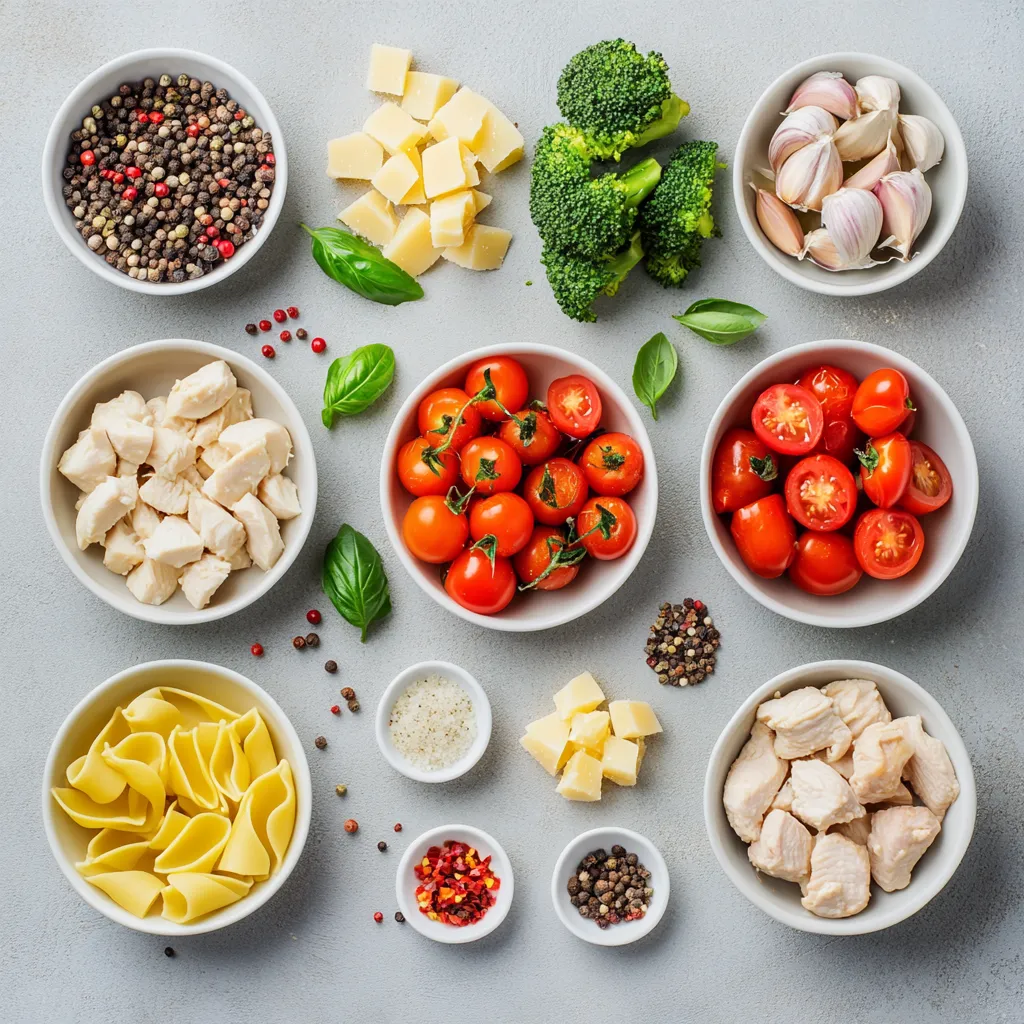 When it comes to creating wholesome meals that are both satisfying and easy to prepare, <strong>Savory Chicken and Broccoli Whole Wheat Pasta</strong> stands out as a stellar choice. This dish showcases the delightful union of tender chicken, vibrant broccoli, and al dente whole wheat pasta, all enveloped in a savory olive oil and garlic dressing. It is the perfect meal to whip up on busy weekdays or serve as a comforting dish for family gatherings.” /></p>
<h2>Instructions</h2>
<p>1. Begin by cooking the whole wheat pasta according to the package instructions until it reaches an al dente texture. Once cooked, drain the pasta and set it aside, reserving a small cup of pasta water for later use if needed.</p>
<p>2. In a large skillet, pour in the olive oil and heat it over medium heat. Add the minced garlic and sauté for approximately 1 minute, or until it becomes fragrant and lightly golden.</p>
<p>3. Next, introduce the diced chicken breast to the skillet. Season it generously with salt, pepper, and red pepper flakes (if using). Cook the chicken for about 5-7 minutes, stirring occasionally, until it is browned and no longer pink in the center.</p>
<p>4. Stir in the fresh broccoli florets and the halved cherry tomatoes into the skillet. Continue to cook for an additional 3-4 minutes, allowing the broccoli to become tender and maintain its vibrant green color.</p>
<p>5. Once the chicken and vegetables are cooked, add the reserved pasta to the skillet. Toss everything together thoroughly, ensuring the pasta is well coated with the chicken and vegetable mixture.</p>
<p>6. Remove the skillet from heat and sprinkle in the grated Parmesan cheese. Stir gently until the cheese melts and creates a creamy sauce that clings to the pasta. If the mixture appears dry, add a splash of the reserved pasta water to achieve the desired consistency.</p>
<p>7. Taste and adjust the seasoning if necessary, then serve the pasta hot. Garnish each serving with fresh basil leaves for an aromatic touch.</p>
<h3>Presentation Tips</h3>
<p>For a beautiful presentation, serve the pasta in warm bowls or plates. A delightful drizzle of extra virgin olive oil can enhance the richness of the dish. To elevate its visual appeal, consider sprinkling an extra bit of Parmesan cheese and placing a few whole basil leaves atop each serving. This not only adds beauty but also intensifies the fresh, aromatic experience of this lovely meal.</p>
<h2>Health Benefits of Whole Wheat Pasta</h2>
</p>
<h3>Nutritional Profile</h3>
<p>Whole wheat pasta is an excellent source of dietary fiber, which is crucial for digestive health. The fiber aids in maintaining regular bowel movements, helps manage weight, and may lower the risk of heart disease by improving cholesterol levels. Additionally, whole grains provide various vitamins and minerals, including B vitamins, iron, magnesium, and antioxidants, all of which contribute to overall well-being.</p>
<h3>Whole Wheat vs. Refined Pasta</h3>
<p>Choosing whole wheat pasta over refined options offers numerous advantages. Refined pasta is stripped of many nutrients during processing, leading to a loss of fiber and essential vitamins. In contrast, whole wheat pasta retains the bran, germ, and endosperm, making it a healthier alternative. Whole grains also have a lower glycemic index, meaning they raise blood sugar levels more slowly, which can be beneficial for blood sugar control.</p>
<h3>Digestive Health</h3>
<p>Whole wheat pasta plays a significant role in promoting digestive health. The fiber content supports a healthy gut flora and aids digestion by preventing constipation. Consuming whole grains regularly can also lower the risk of developing gastrointestinal issues, making it a smart choice for a nutritious diet.</p>
<h2>The Role of Broccoli in the Recipe</h2>
</p>
<h3>Nutritional Advantages</h3>
<p>Broccoli is often hailed as a superfood due to its impressive nutrient profile. It is rich in vitamins K and C, folate, and a variety of antioxidants that have been linked to cancer prevention and reduced inflammation. With its high fiber content, broccoli not only supports digestive health but also contributes to heart health and has protective properties against chronic diseases.</p>
<h3>Cooking Tips for Broccoli</h3>
<p>When selecting broccoli, look for crisp, vibrant green florets without any signs of yellowing. To maintain the nutritional value and vibrant color, it’s best to steam or sauté broccoli rather than boiling it. Quick cooking methods preserve its crunch and enhance its flavor, making it a delightful addition to dishes like our pasta recipe.</p>
<h3>Flavor Enhancement</h3>
<p>In the Savory Chicken and Broccoli Whole Wheat Pasta dish, broccoli adds both texture and a slightly earthy flavor that complements the savory chicken perfectly. Its nutritional benefits combined with its delightful taste make broccoli an essential ingredient, transforming the pasta from a simple dish into a colorful, healthful meal.</p>
<h2>Chicken Breast: A Lean Protein Choice</h2>
</p>
<h3>Benefits of Lean Meats</h3>
<p>Chicken breast is one of the leanest sources of protein available, making it an excellent choice for those looking to build or maintain muscle mass while managing their caloric intake. It’s low in fat and high in protein, which aids in muscle repair and recovery, making it ideal for an active lifestyle. Furthermore, lean meats can play a significant role in weight management as they can help maintain satiety with fewer calories.</p>
<h3>Cooking Chicken Perfectly</h3>
<p>Cooking chicken breast can sometimes be tricky, but there are ways to ensure it remains juicy and flavorful. One key tip is to cook it over medium heat, making sure to flip it only a few times to seal in moisture. Cooking the chicken until it reaches an internal temperature of 165°F ensures that it is both safe to eat and perfectly tender.</p>
<h3>Seasoning for Flavor</h3>
<p>Seasoning the chicken breast with salt, pepper, and optional red pepper flakes elevates its flavor profile. The use of fresh spices allows the dish to shine, enhancing the overall taste without overpowering the natural flavors of the ingredients. As the chicken cooks alongside garlic and broccoli, it absorbs their aromatic essence, making every bite a delightful experience.</p>
<h2>Garlic: The Aromatic Base</h2>
</p>
<h3>Health Properties</h3>
<p>Garlic is not just a flavor enhancer; it is also known for its numerous health benefits. Rich in antioxidants and with anti-inflammatory properties, garlic can help boost the immune system and reduce the risk of chronic diseases. It may also support heart health by improving cholesterol levels and promoting healthy blood pressure.</p>
<h3>Cooking with Garlic</h3>
<p>The aromatic qualities of garlic are released when it is minced and cooked at a slightly lower temperature. Its fragrance becomes an inviting base for dishes like Savory Chicken and Broccoli Whole Wheat Pasta. The short sauté time in olive oil before adding other ingredients ensures that garlic’s robust flavor is extracted, setting the stage for a deeply satisfying dish.</p>
<p>By understanding the roles and health benefits of the various ingredients in this recipe, you can appreciate not only the rich flavors but also the wholesome qualities that make <strong>Savory Chicken and Broccoli Whole Wheat Pasta</strong> a truly healthy meal.</p>
<h3>Techniques for Mincing Garlic and Cooking It Perfectly</h3>
</p>
<p>Garlic is a fundamental ingredient in many Italian dishes, bringing a depth of flavor that is hard to replicate. To achieve the best aromatic flavor without burning it, start with fresh garlic cloves. First, separate the cloves from the bulb and then use the flat side of a chef’s knife to crush each clove slightly. This helps release its essential oils. From there, peel the skins away and mince the garlic finely. Aim for even, small pieces to ensure uniform cooking and flavor release.</p>
<p>When it comes to cooking garlic, it’s crucial to monitor the heat. Start by heating olive oil in a skillet over medium heat. As the oil warms, add the minced garlic, stirring continually for about one minute. The goal is to soften the garlic and develop its flavor without turning it bitter. Once it turns golden and fragrant, you can proceed to add other ingredients, knowing that the garlic will bring a lovely aroma and richness to your dish.</p>
<h3>Garlic Alternatives</h3>
</p>
<p>If you or your guests have dietary restrictions, such as an intolerance to garlic or preferences for milder flavors, there are several alternatives. You can use shallots or leeks as substitutes, as they provide a similar texture with a sweeter, less pungent flavor. For a herbal profile, consider using garlic powder or garlic-infused olive oil, which can impart a hint of garlic without using fresh cloves. These alternatives can keep the essence of the dish while catering to specific dietary needs.</p>
<h2>Cherry Tomatoes: A Burst of Freshness</h2>
</p>
<h3>Flavor Profile</h3>
</p>
<p>Cherry tomatoes bring a delightful sweetness and acidity to the Savory Chicken and Broccoli Whole Wheat Pasta. Their natural sugars caramelize slightly when cooked, providing a burst of flavor that complements the savory chicken and earthy broccoli. This balance of sweetness and acidity enhances the overall experience of the dish, making each bite vibrant and refreshing.</p>
<h3>Selecting the Best Tomatoes</h3>
</p>
<p>When it comes to selecting cherry tomatoes, look for firm, brightly colored fruits with smooth skins. Ripe cherry tomatoes should feel heavy for their size and give slightly when squeezed, indicating juiciness. Buying seasonal produce not only enhances flavor but also supports local farmers and reduces environmental impact. When tomatoes are in season, they offer the best taste and quality—an important aspect of making your dish exceptional.</p>
<h3>Cooking Techniques</h3>
</p>
<p>To bring out the best in cherry tomatoes, consider a few cooking techniques. Sauté the halved tomatoes along with the garlic and chicken; this method allows the tomatoes to soften just enough to release their juices without losing their shape entirely. Alternatively, you can roast cherry tomatoes in the oven to encourage caramelization, enhancing their sweetness. Both methods help maintain their integrity while contributing to the dish’s overall flavor dynamics.</p>
<h2>Adding Parmesan Cheese</h2>
</p>
<h3>Types of Parmesan</h3>
</p>
<p>Parmesan cheese comes in various types, each impacting flavor and texture differently. The most common is Parmigiano-Reggiano, known for its hard, granular texture and rich, nutty flavor. Other variations, such as Grana Padano, have a slightly milder taste but are also delicious. For this pasta dish, using freshly grated Parmesan will yield the best results, as it melts into the sauce beautifully and enhances the overall creaminess of the dish.</p>
<h3>Grating vs. Shaving</h3>
</p>
<p>When it comes to incorporating Parmesan, grating vs. shaving can affect both texture and flavor. Grating creates fine particles that melt quickly into warm dishes, integrating seamlessly. Shaving, on the other hand, provides distinct pieces that add a delightful texture and can be used as a garnish. For the Savory Chicken and Broccoli Whole Wheat Pasta, grating is recommended, as it allows the cheese to blend evenly with the sauce, creating that desired creamy consistency.</p>
<h3>Nutritional Impact</h3>
</p>
<p>Parmesan cheese not only contributes rich flavor but also nutrition. A small amount of Parmesan can provide a good source of calcium and protein, essential for maintaining strong bones and supporting muscle growth. When used in moderation, cheese can be a nutritious addition to meals, enhancing their flavor without compromising dietary goals.</p>
<h2>Olive Oil: Healthful Fat</h2>
</p>
<h3>Quality of Olive Oil</h3>
</p>
<p>Using high-quality extra virgin olive oil is vital in achieving optimal flavor in Italian cuisine. It’s packed with healthy monounsaturated fats and antioxidants that not only enhance the taste of dishes but also offer multiple health benefits. Choosing extra virgin olive oil ensures that you’re using the purest form of this oil, which retains more nutrients and flavor compared to refined oils.</p>
<h3>Cooking with Olive Oil</h3>
</p>
<p>When cooking with olive oil, it’s essential to be mindful of the temperatures. Olive oil has a lower smoke point than many other oils, which means it should not be overheated. Ideal cooking temperatures range around 350°F—perfect for sautéing garlic and other ingredients without degrading the oil’s quality. This careful approach allows the oil’s flavor to shine and provides a base for the pasta’s sauce.</p>
<h3>Oil as a Flavor Enhancer</h3>
</p>
<p>Olive oil plays a crucial role in enhancing the flavor of the dish. It not only acts as a cooking medium but also binds the ingredients, allowing all the components to blend harmoniously. The richness that olive oil contributes is particularly significant in Italian cooking, where the emphasis is on using quality ingredients to allow natural flavors to shine.</p>
<h2>Perfecting the Recipe with Seasoning</h2>
</p>
<h3>Importance of Seasoning</h3>
</p>
<p>Seasoning is a critical element in cooking that can elevate a dish from ordinary to extraordinary. In the Savory Chicken and Broccoli Whole Wheat Pasta, salt and freshly ground black pepper bring out the flavors of the chicken and vegetables, while optional red pepper flakes can add a layer of heat that complements the other ingredients beautifully.</p>
<h3>Adjusting to Taste</h3>
</p>
<p>Cooking is an art, and adjusting seasoning to taste is an important practice in any kitchen. As you prepare the dish, don’t hesitate to sample along the way. This allows you to gauge the flavor and adjust the seasoning as necessary, ensuring that the final product is tailored to your palate.</p>
<h3>Balancing Flavors</h3>
</p>
<p>Creating a well-balanced dish involves harmonizing the various flavors present. In this pasta dish, the sweetness from the cherry tomatoes, the savory chicken, the earthy broccoli, and the richness of cheese all need to coexist. Utilizing proper seasoning and cooking techniques, like strategic layering of flavors, will help you achieve the perfect savory blend that defines excellent Italian cuisine.</p>
<h2>Presentation Techniques for Serving</h2>
</p>
<h3>Bowl vs. Plate</h3>
</p>
<p>Choosing between serving your pasta in bowls or on plates can influence the dining experience. Serving in warmed bowls allows for a cozy, comforting feel and helps keep the pasta hot, while plates can add elegance and appeal. Depending on the occasion, both options can suit your serving style.</p>
<h3>Garnishing Tips</h3>
</p>
<p>Garnishing is the finishing touch that can enhance both the appearance and flavor of your dish. Sprinkling extra grated Parmesan cheese on top and adding a few whole basil leaves can contribute vibrancy, making your dish visually appealing and enticing for those at the table.</p>
<h3>Adding Finishing Touches</h3>
</p>
<p>Consider drizzling a little extra olive oil over the finished dish just before serving. Not only does this add a layer of richness, but it also shines up your pasta, making it visually appealing. With a well-thought-out presentation, your Savory Chicken and Broccoli Whole Wheat Pasta will be as enticing to the eyes as it is to the taste buds.</p>
<h2>Conclusion</h2>
</p>
<p>This Savory Chicken and Broccoli Whole Wheat Pasta offers a delightful balance of flavors and textures, making it a fulfilling choice for any meal. The quick preparation time of just 25 minutes ensures that even on the busiest of days, you can enjoy a delicious homemade Italian dish rich in nutrients. The combination of savory chicken, fresh vegetables, and creamy cheese creates a comforting meal that is both satisfying and beneficial for your health.</p>
<div id=